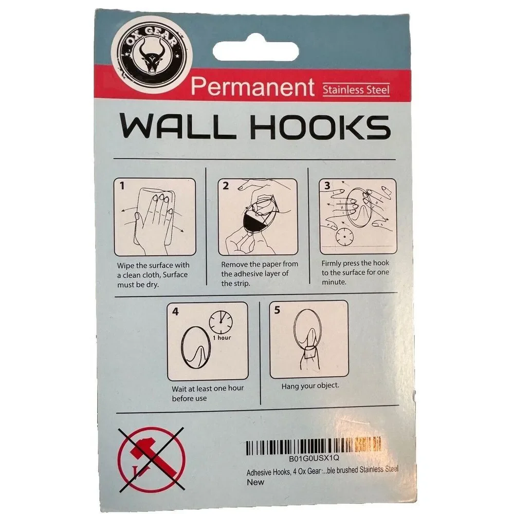 Stainless Steel Self Adhesive‎ Hooks 1 7/8